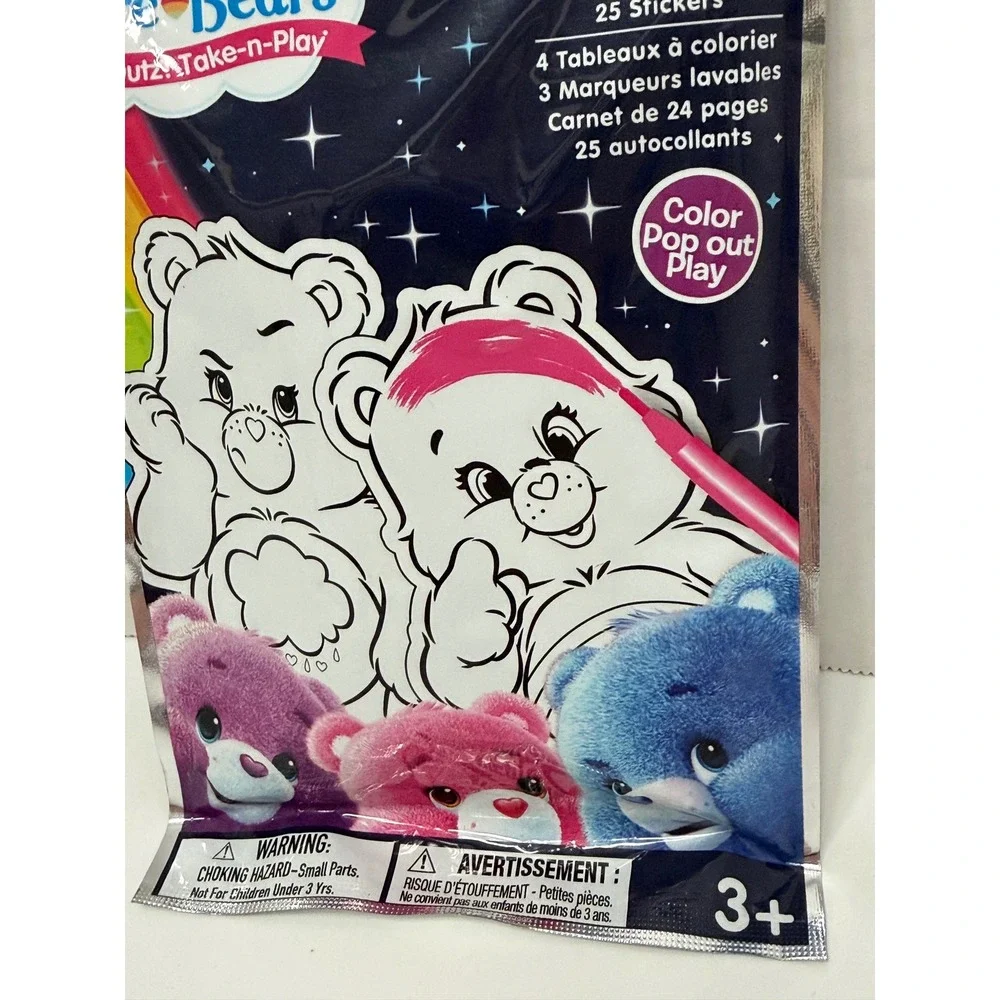 Care Bears Pop-Outz Take-n-Play Color and Play Activity Kit Stickers Markers NEW
